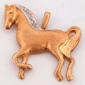 14K Gold Diamond Pendant Horse Equestrian Estate 5 gm